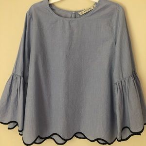 Zara blue and white blouse size small
